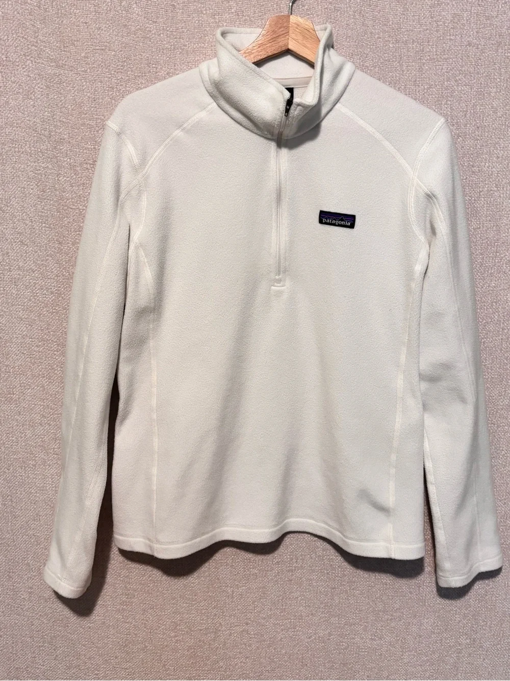 Patagonia Women's micro D  lwhite Half-Zip Fleece Pullover Sz  large - Picture 2 of 9